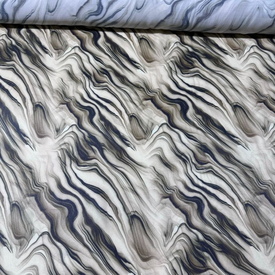 Pamuk Saten Floş Saten Kumaş Parlak Zebra Desenli Kahverengi