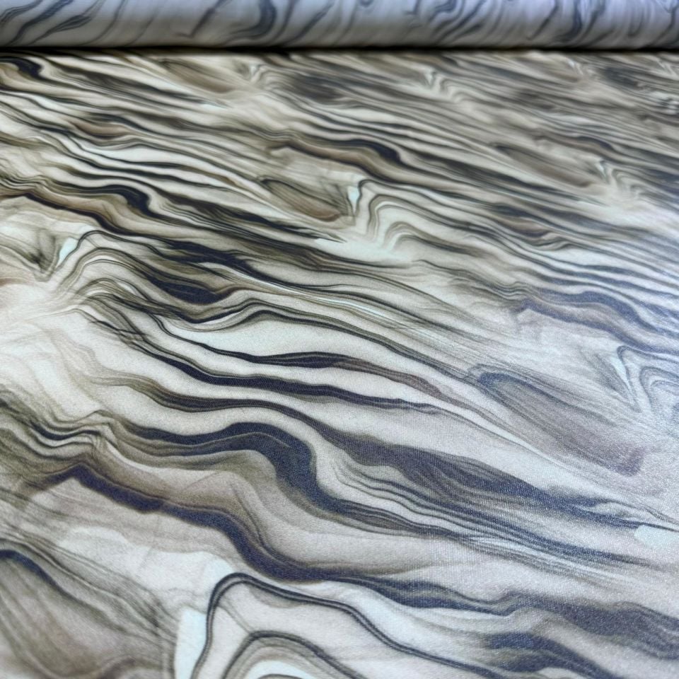 Pamuk Saten Floş Saten Kumaş Parlak Zebra Desenli Kahverengi