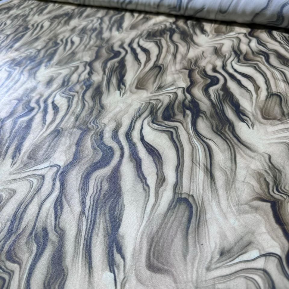 Pamuk Saten Floş Saten Kumaş Parlak Zebra Desenli Kahverengi