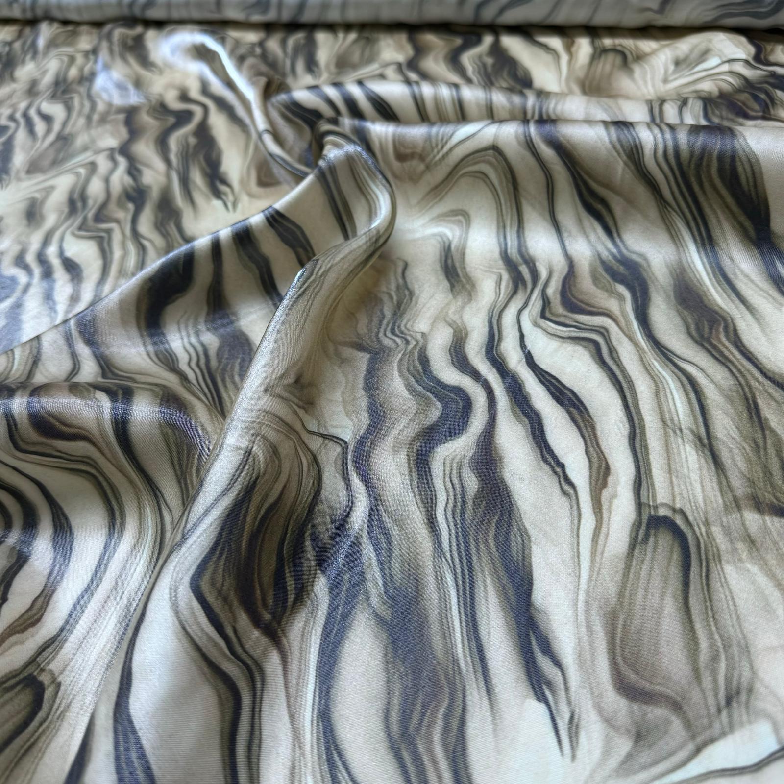 Pamuk Saten Floş Saten Kumaş Parlak Zebra Desenli Kahverengi