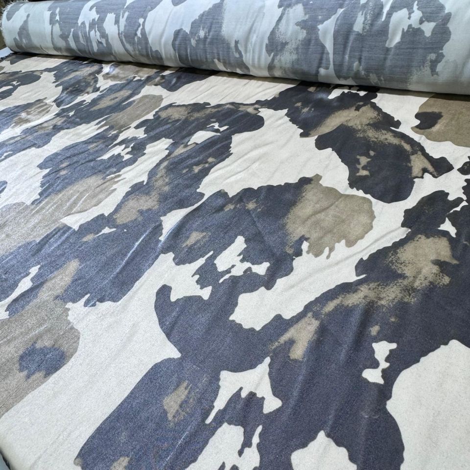 Pamuk Saten Floş Saten Kumaş Parlak Işıltılı Kahverengi Benek Desenli