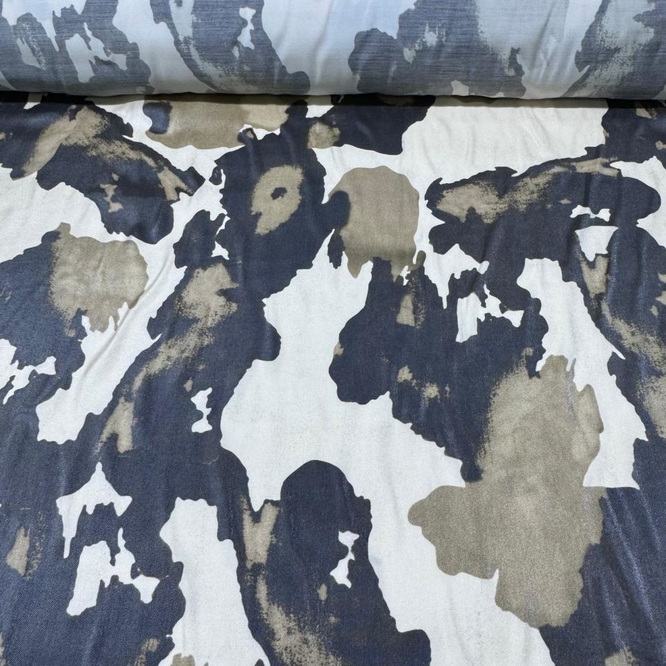 Pamuk Saten Floş Saten Kumaş Parlak Işıltılı Kahverengi Benek Desenli