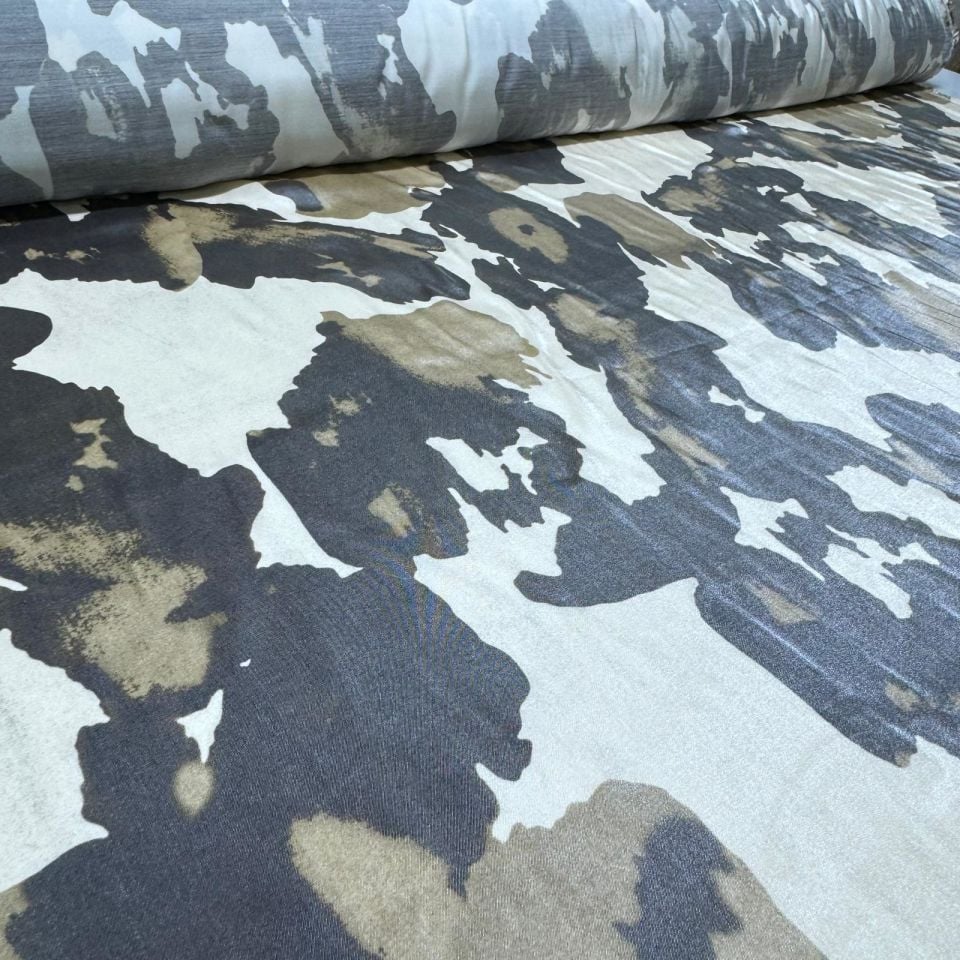 Pamuk Saten Floş Saten Kumaş Parlak Işıltılı Kahverengi Benek Desenli