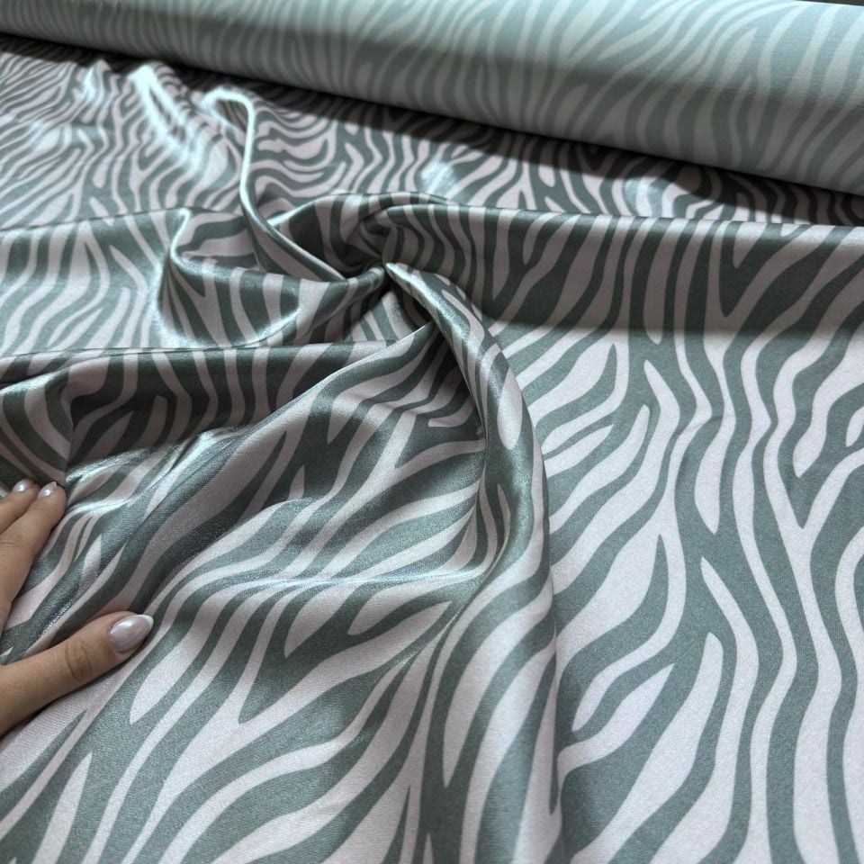 Floş Saten Kumaş Parlak Işıltılı Toz Pembe-Gri Çift En