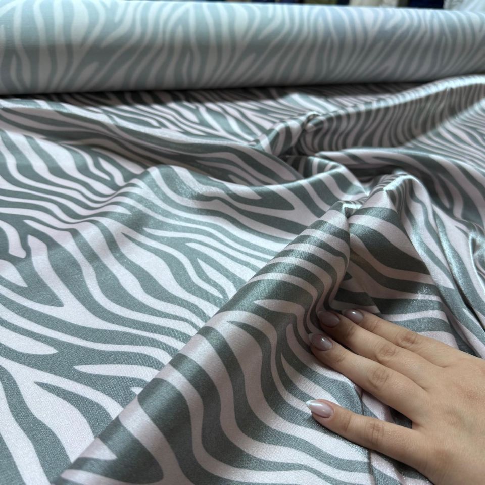 Floş Saten Kumaş Parlak Işıltılı Toz Pembe-Gri Çift En