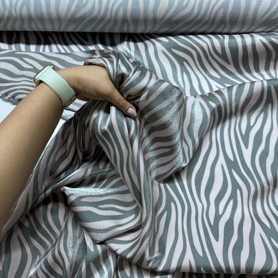 Floş Saten Kumaş Parlak Işıltılı Toz Pembe-Gri Çift En