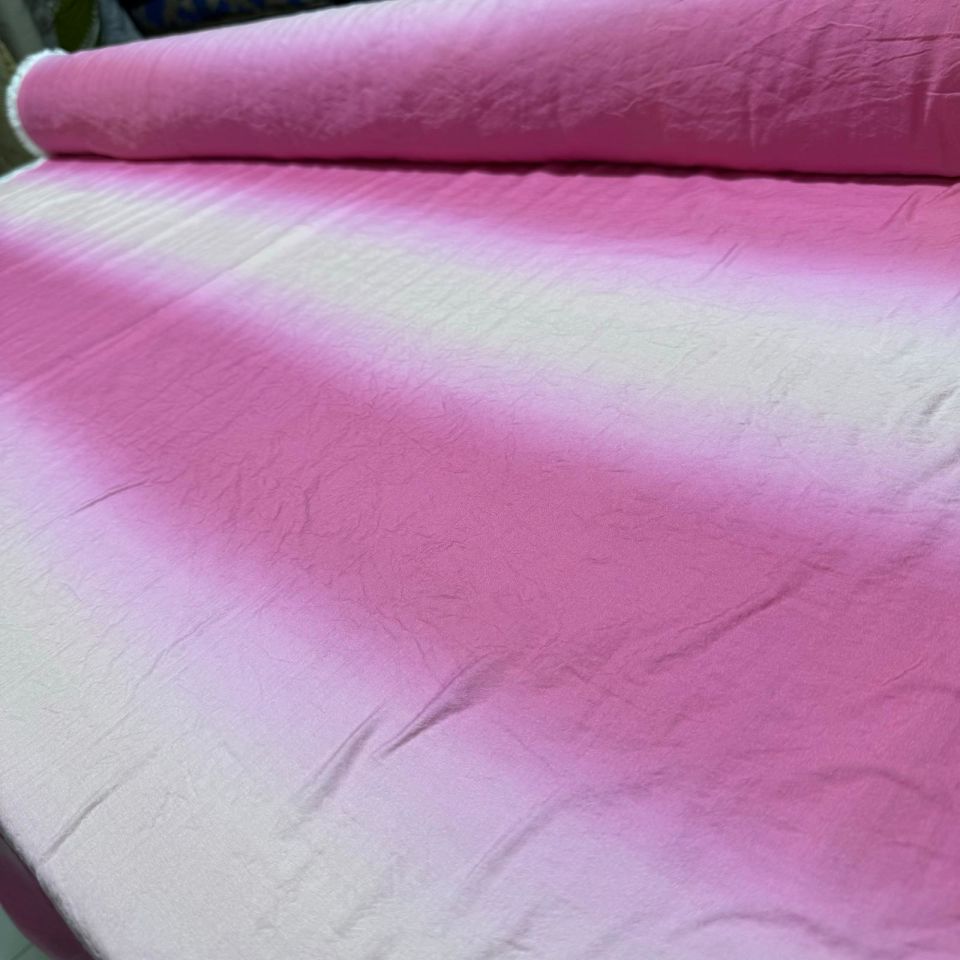 İpek Bambu Mango Şifon Kumaş Pembe Beyaz Geçişli Çift En