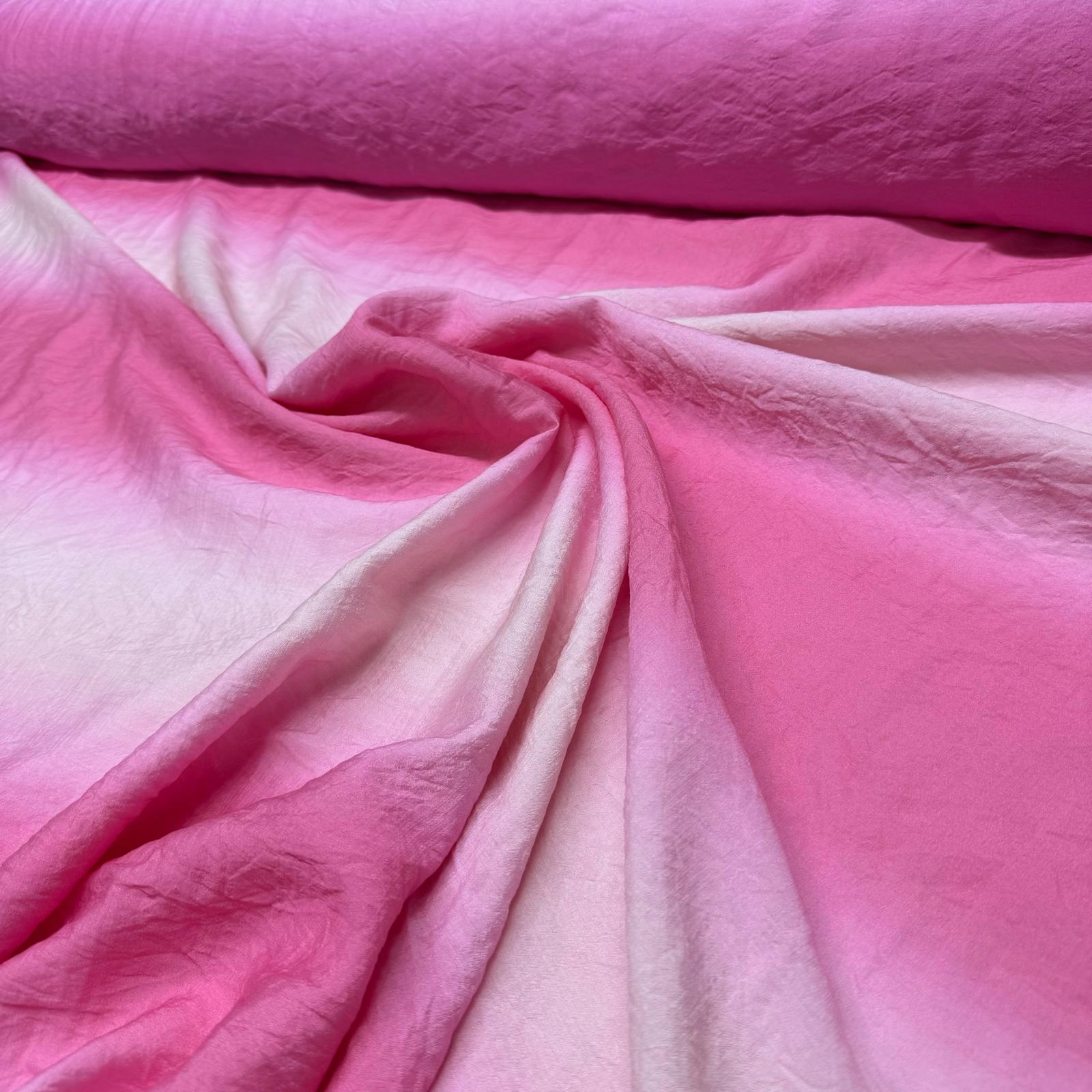 İpek Bambu Mango Şifon Kumaş Pembe Beyaz Geçişli Çift En