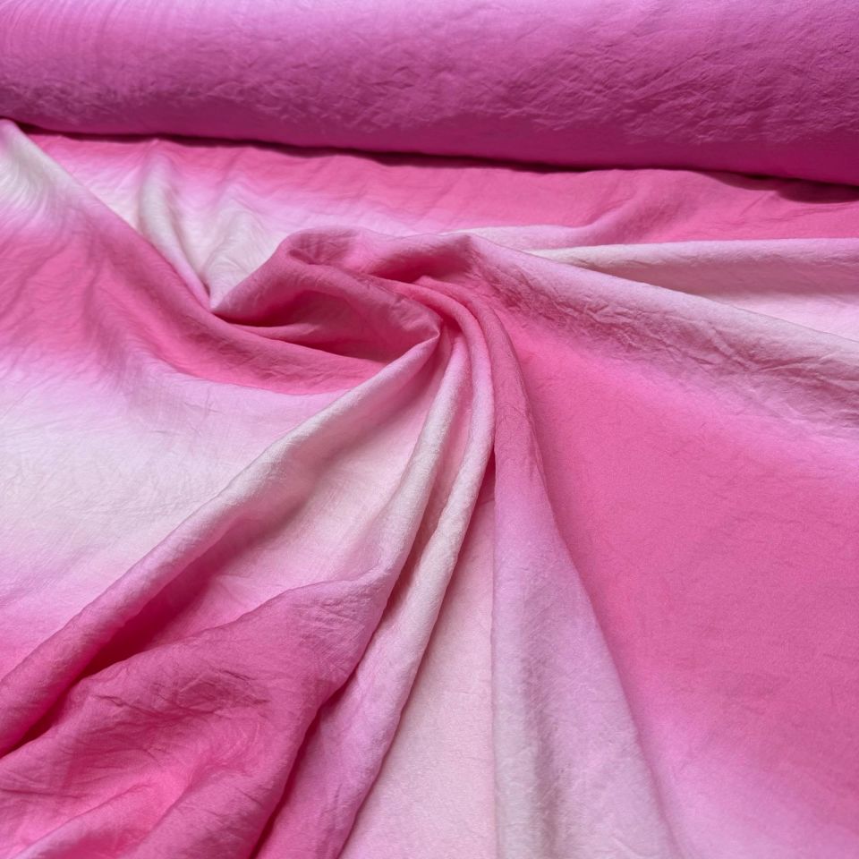 İpek Bambu Mango Şifon Kumaş Pembe Beyaz Geçişli Çift En