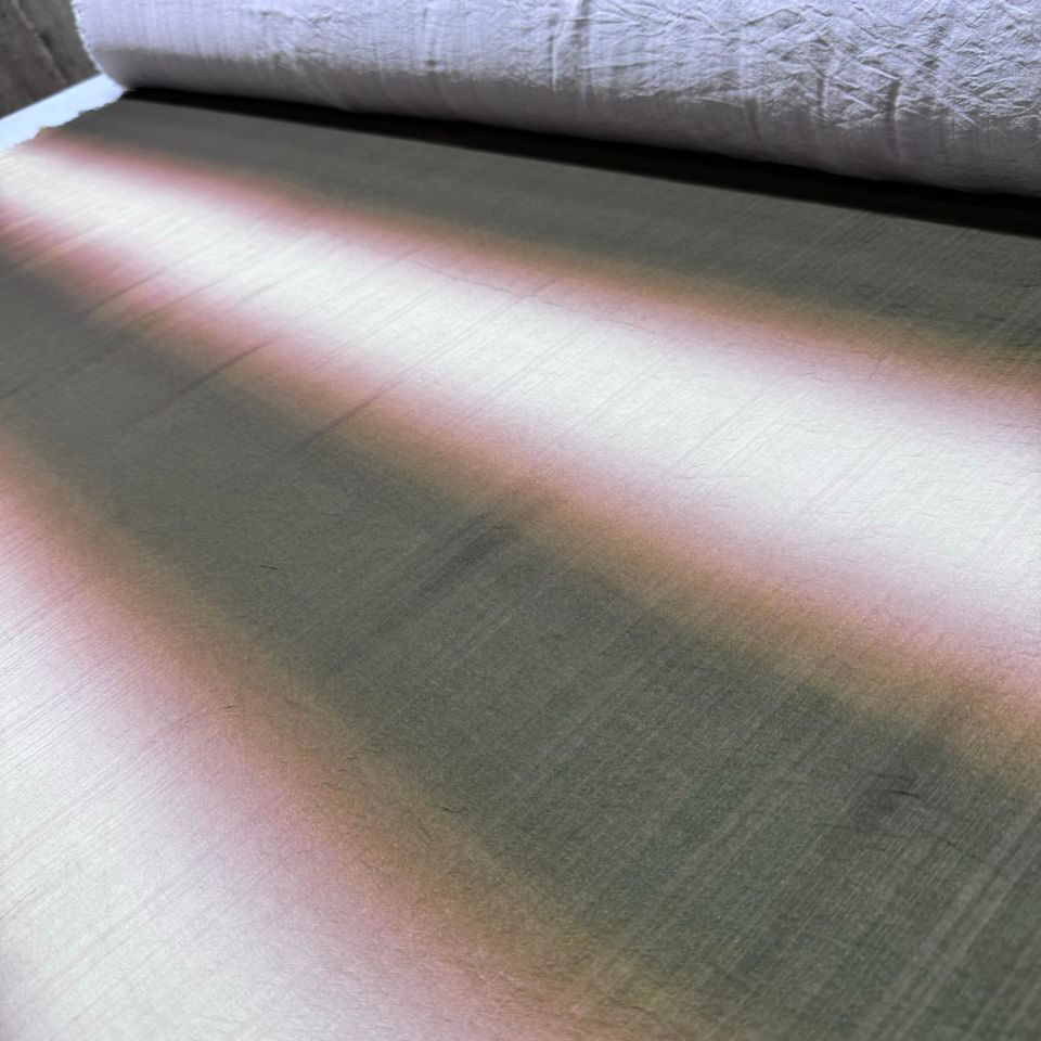 İpek Bambu Mango Şifon Kumaş Taba Haki Geçişli Çift En