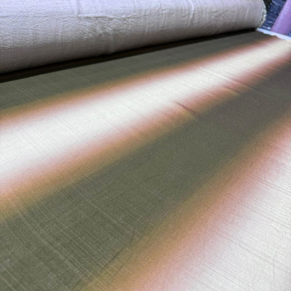 İpek Bambu Mango Şifon Kumaş Taba Haki Geçişli Çift En