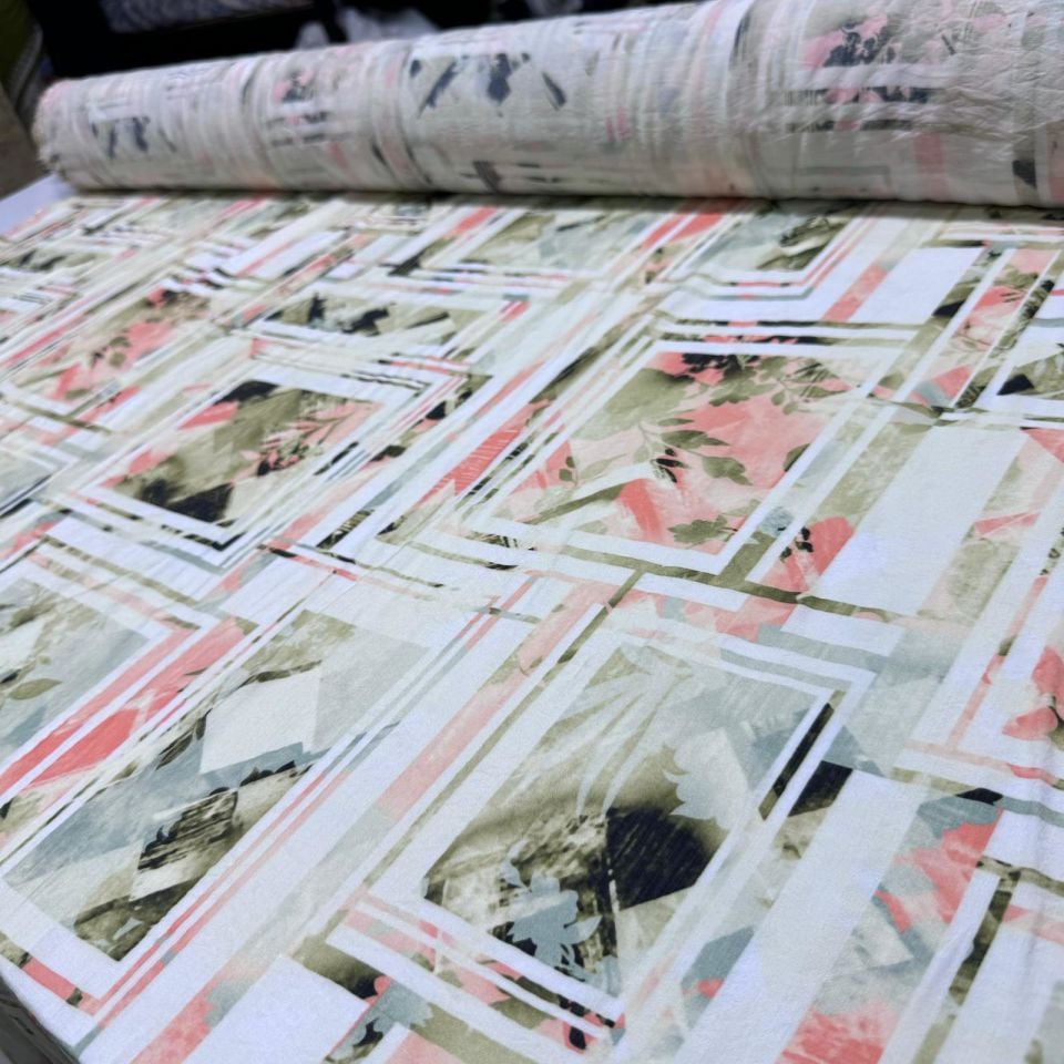 İpek Bambu Mango Şifon Kumaş Soft Renk Desenli Çift En