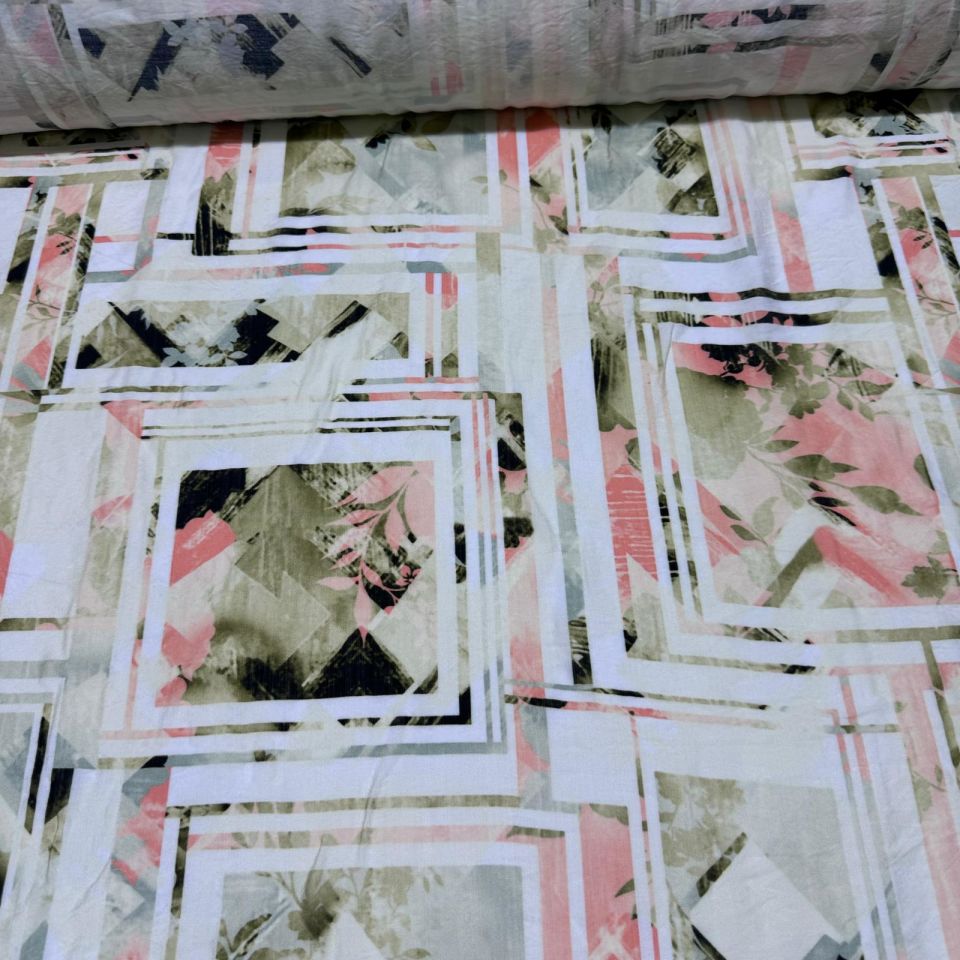 İpek Bambu Mango Şifon Kumaş Soft Renk Desenli Çift En