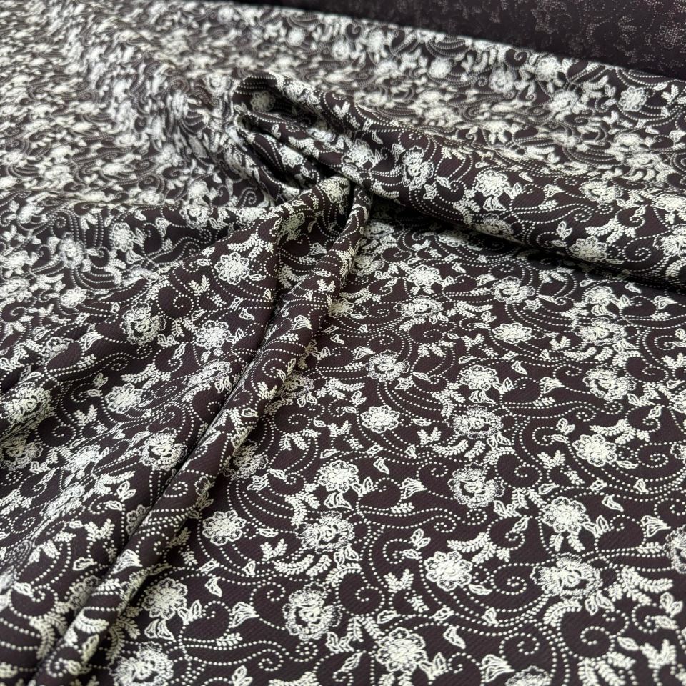 Fitilli Kord Empirme Viskon Kumaş En 180 cm Kahverengi Şal Desen