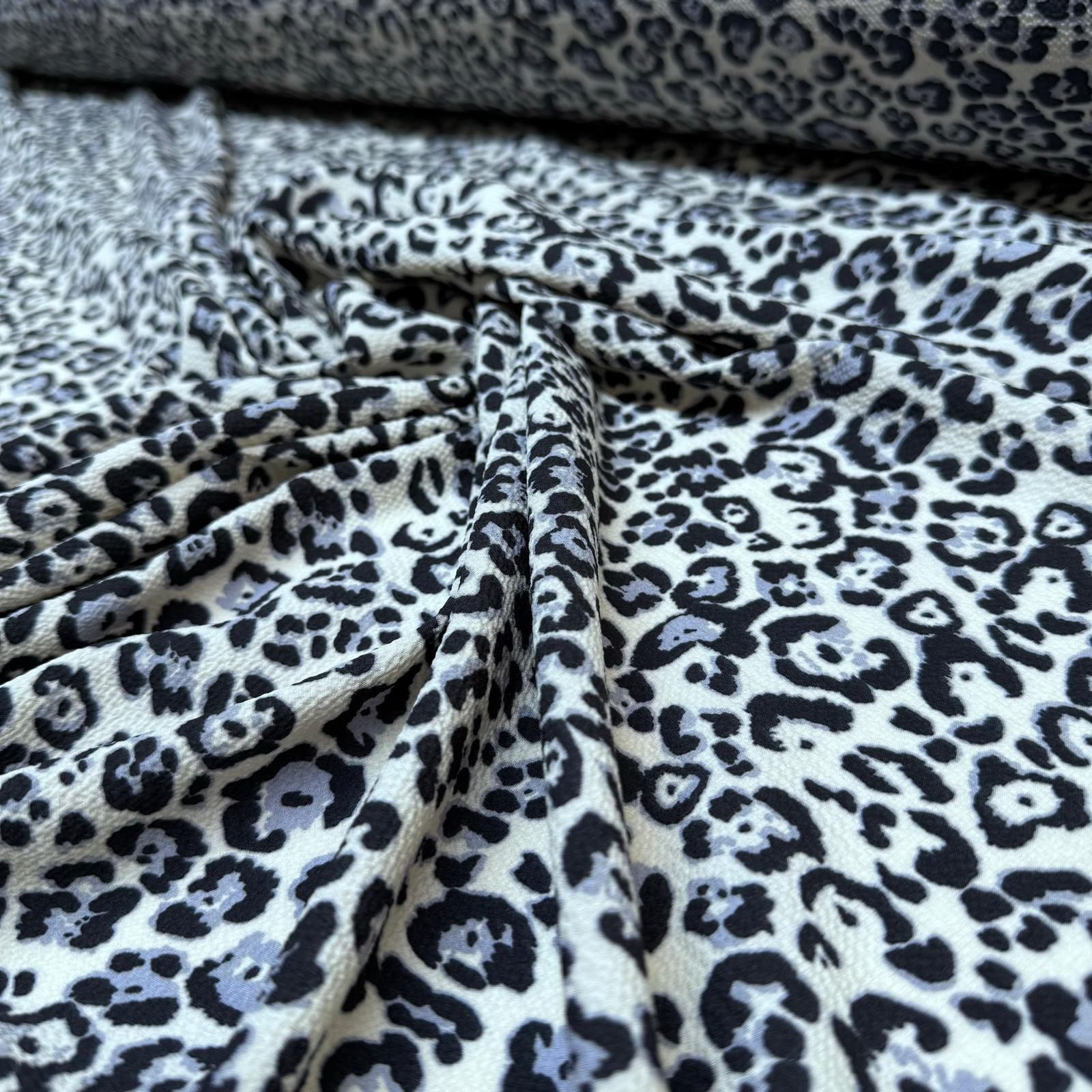 Krep Kumaş Çift En Leopar Desenli