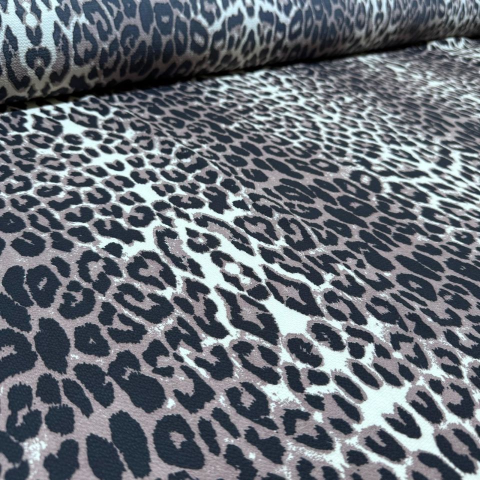 Krep Kumaş Çift En Leopar Desenli