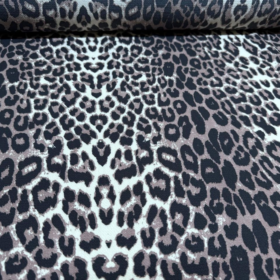 Krep Kumaş Çift En Leopar Desenli