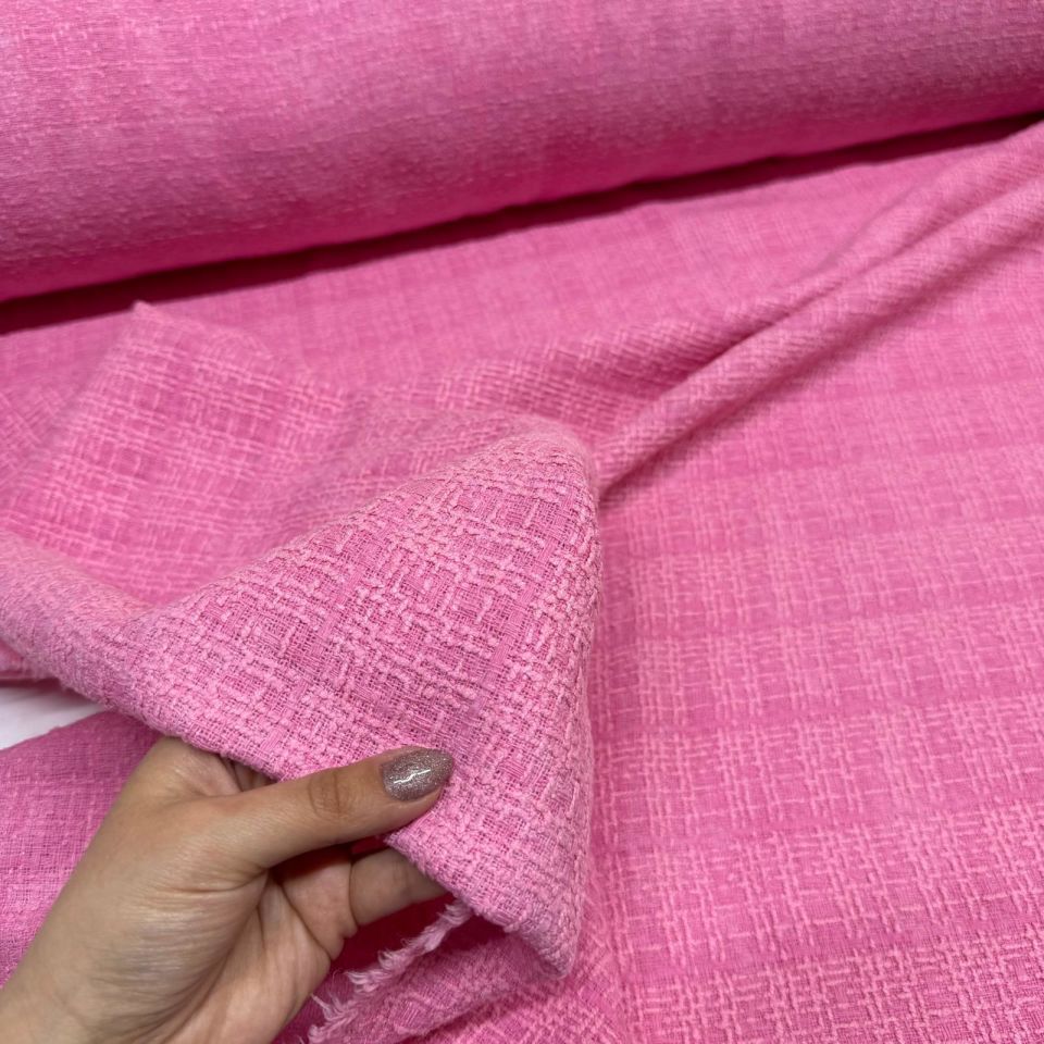 Tüvit Desenli Şanel Kumaş Çift En Pembe Renk