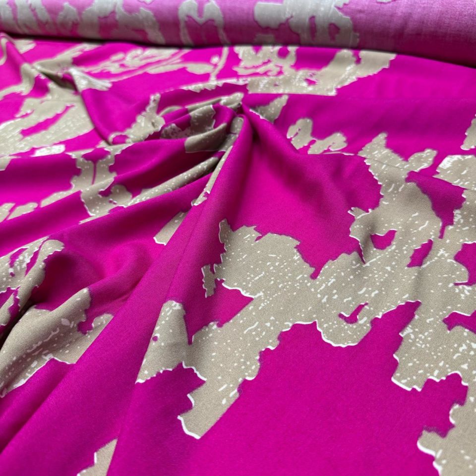 İthal Viskon Kumaş %100 Pamuk Desenli Pembe Renk Çift En