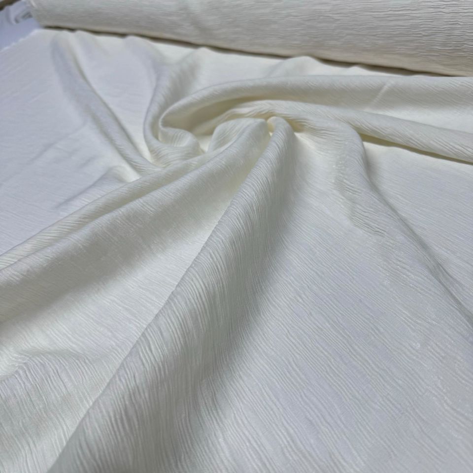 Parlak Krinkıl Kumaş Çift En Işıltılı Ekru Renk