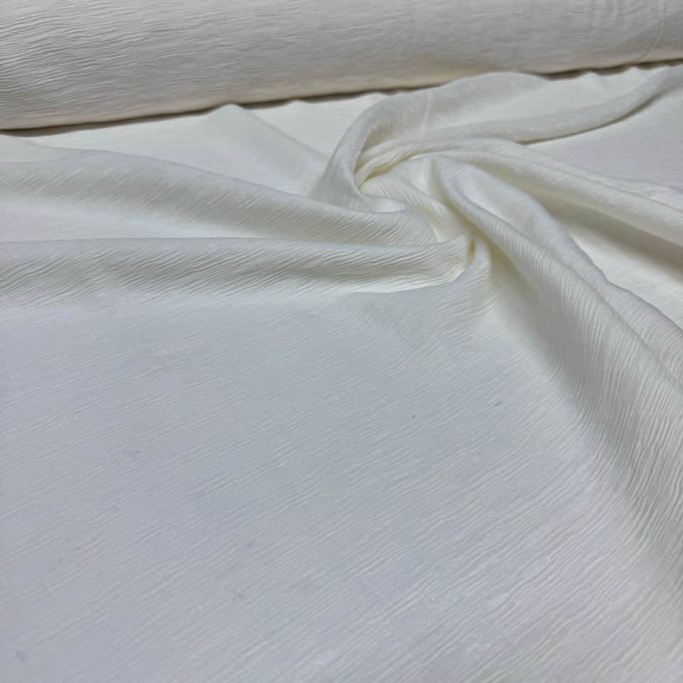 Parlak Krinkıl Kumaş Çift En Işıltılı Ekru Renk