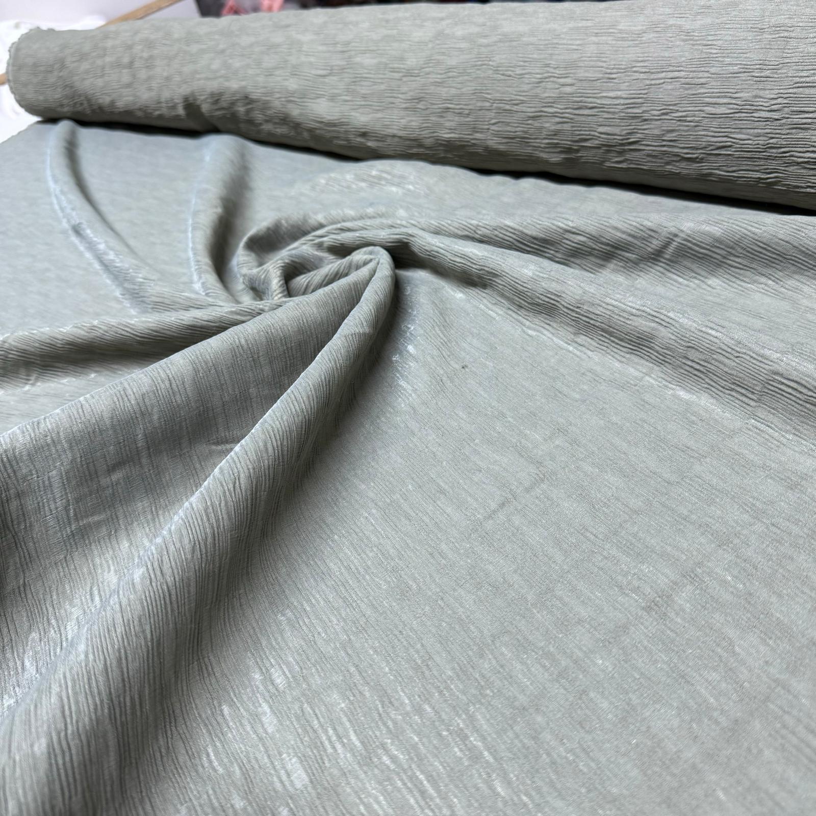 Parlak Krinkıl Kumaş Çift En Işıltılı Koyu Vizon Renk