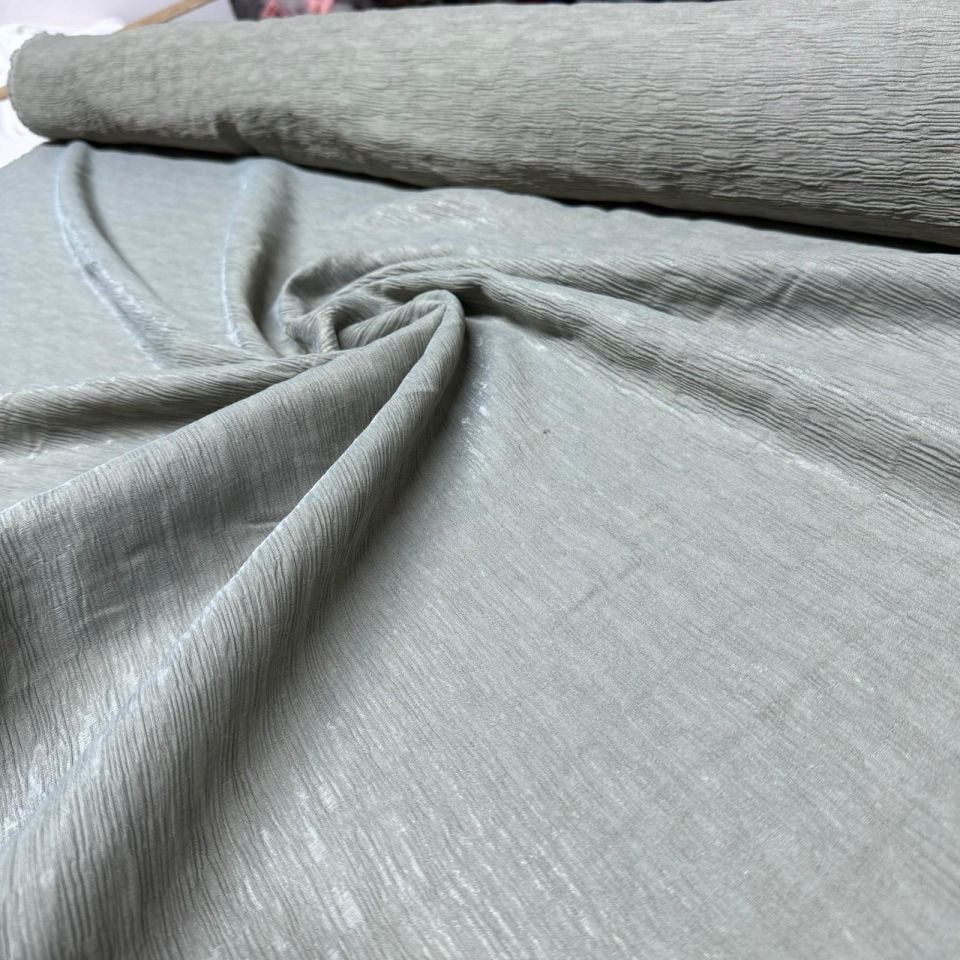 Parlak Krinkıl Kumaş Çift En Işıltılı Koyu Vizon Renk