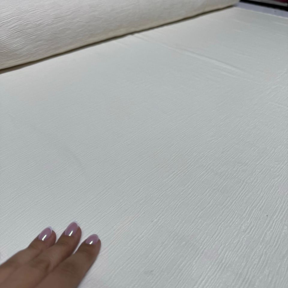 Parlak Krinkıl Kumaş Çift En Işıltılı Ekru Renk
