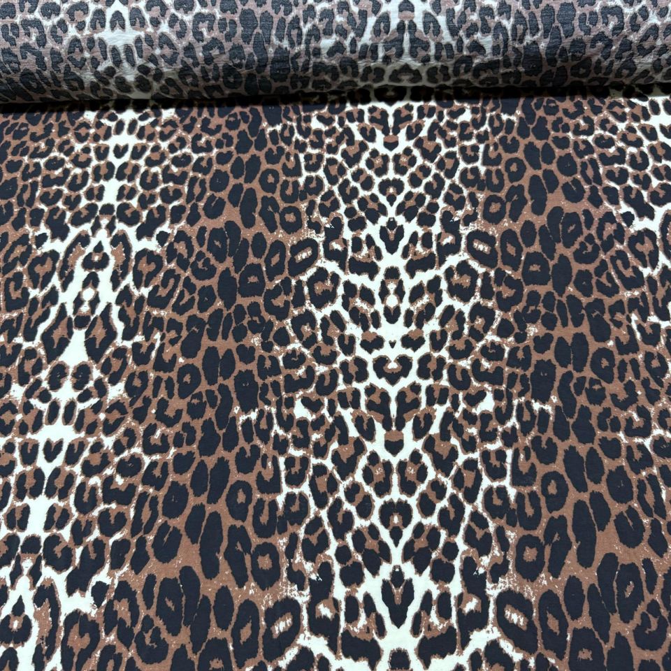 Ayrobin Kumaş Modal Çift En Leopar Desenli Kahverengi