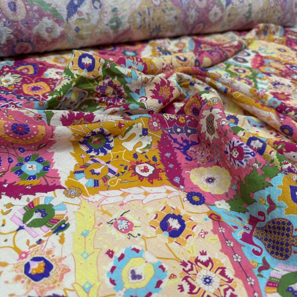 Ayrobin Kumaş Modal Çift En Desenli Çok Renkli Etnik Desenli