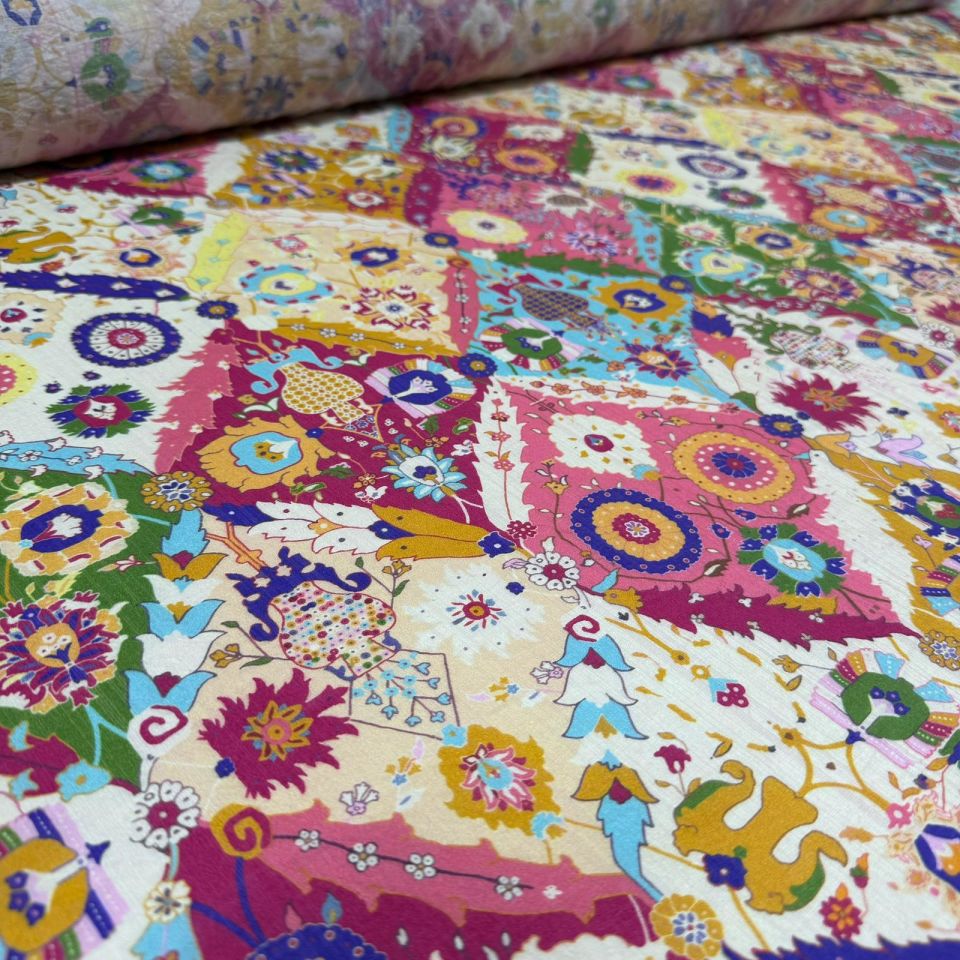 Ayrobin Kumaş Modal Çift En Desenli Çok Renkli Etnik Desenli