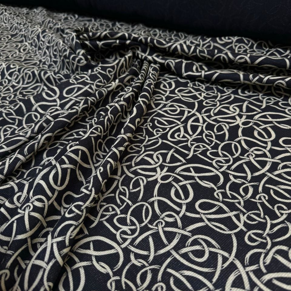 Fitilli Kord Empirme Viskon Kumaş En 180 cm Halka Desenli Siyah