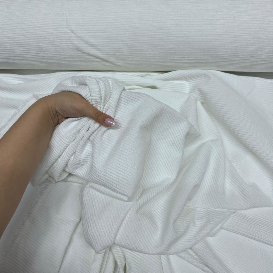 İtalyan Fitilli Kadife Kumaş Çift En Beyaz