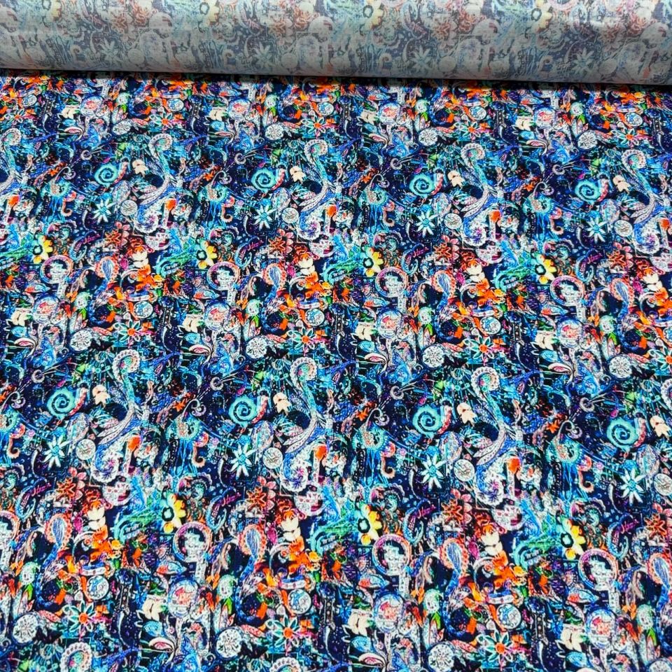 Poplin Kumaş Çift En Çok Renkli Motifli