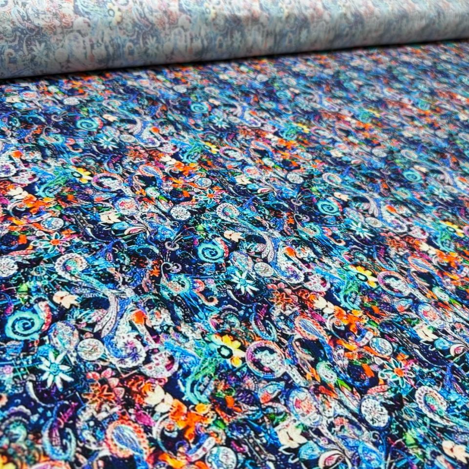 Poplin Kumaş Çift En Çok Renkli Motifli