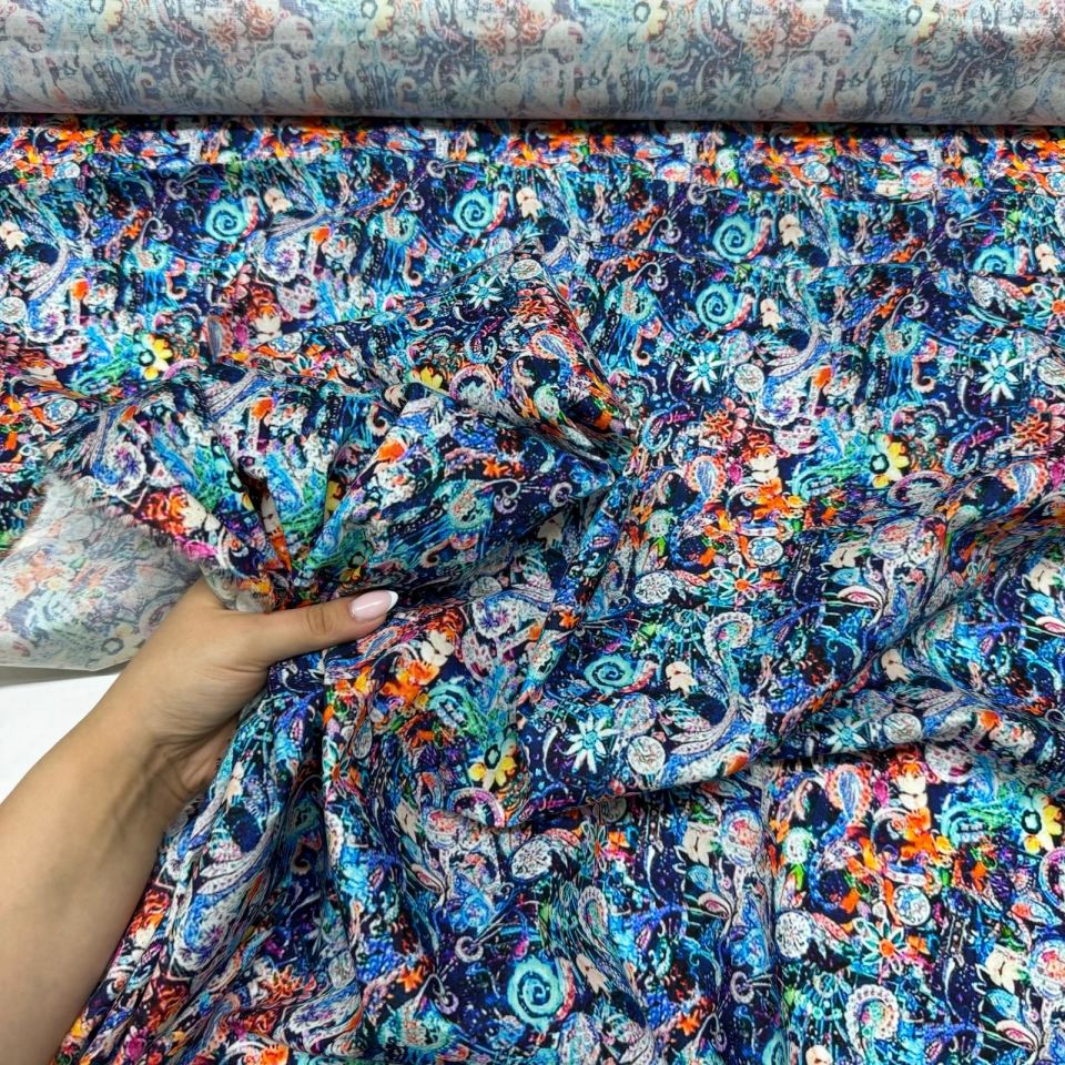 Poplin Kumaş Çift En Çok Renkli Motifli