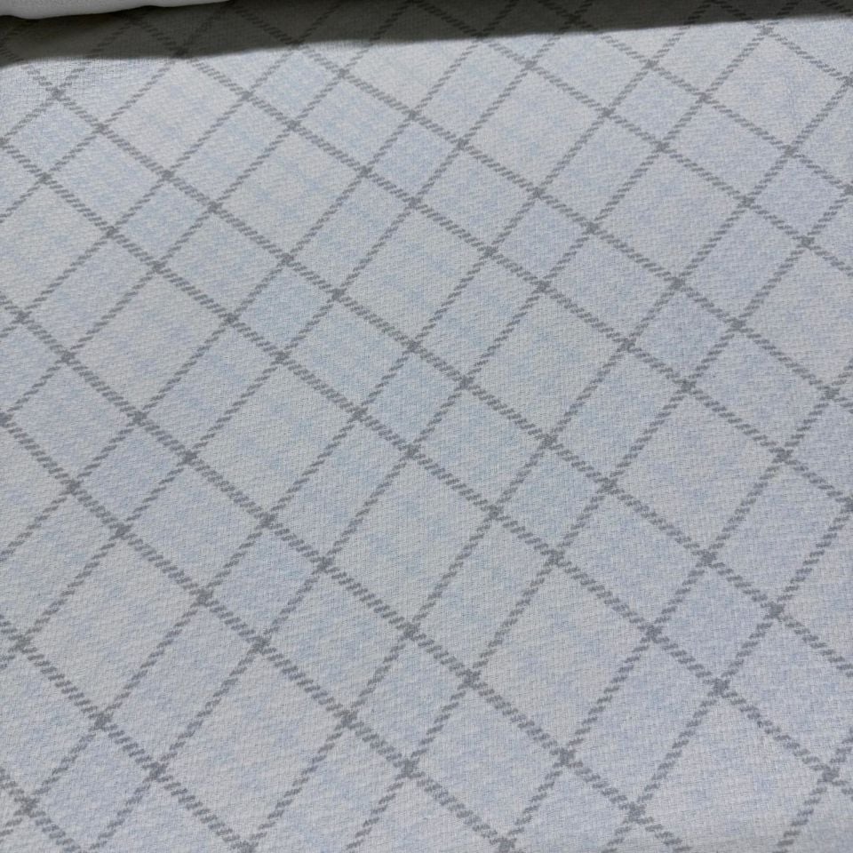 Tüvit Şanel Kumaş Buz Mavi Kareli Çift En