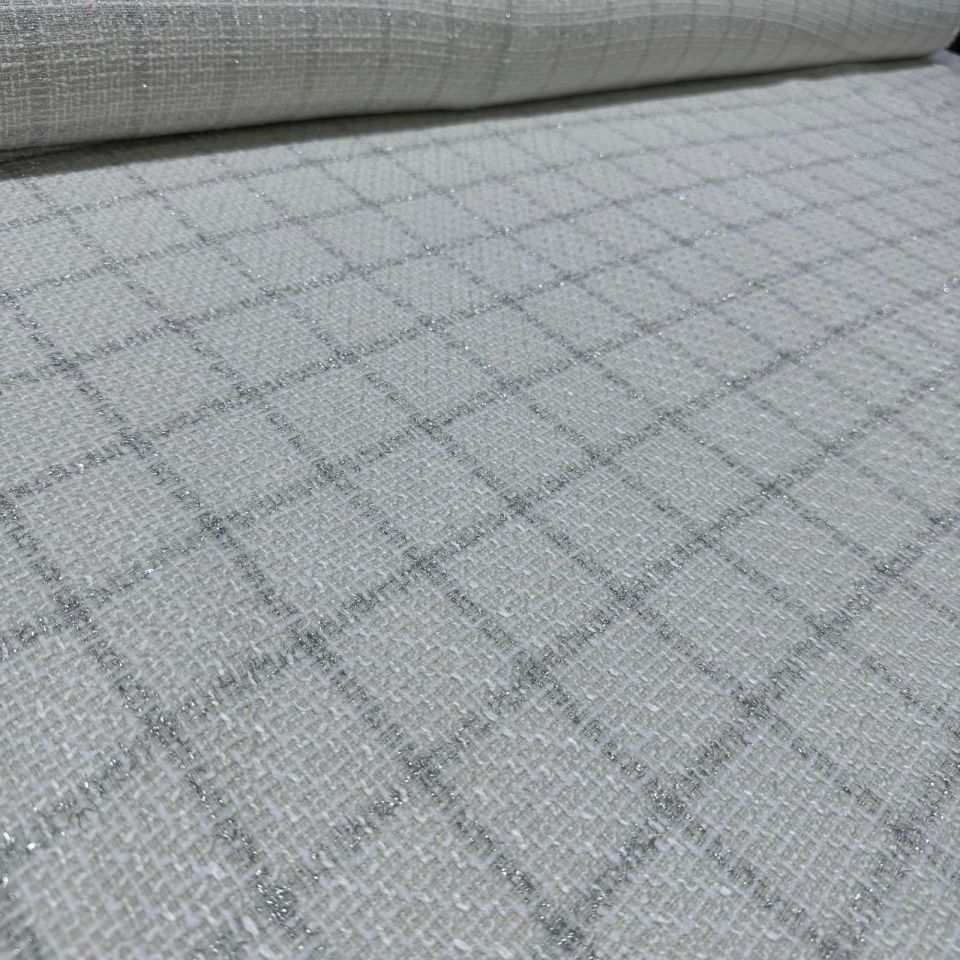 Tüvit Şanel Kumaş Çift En Kareli Simli