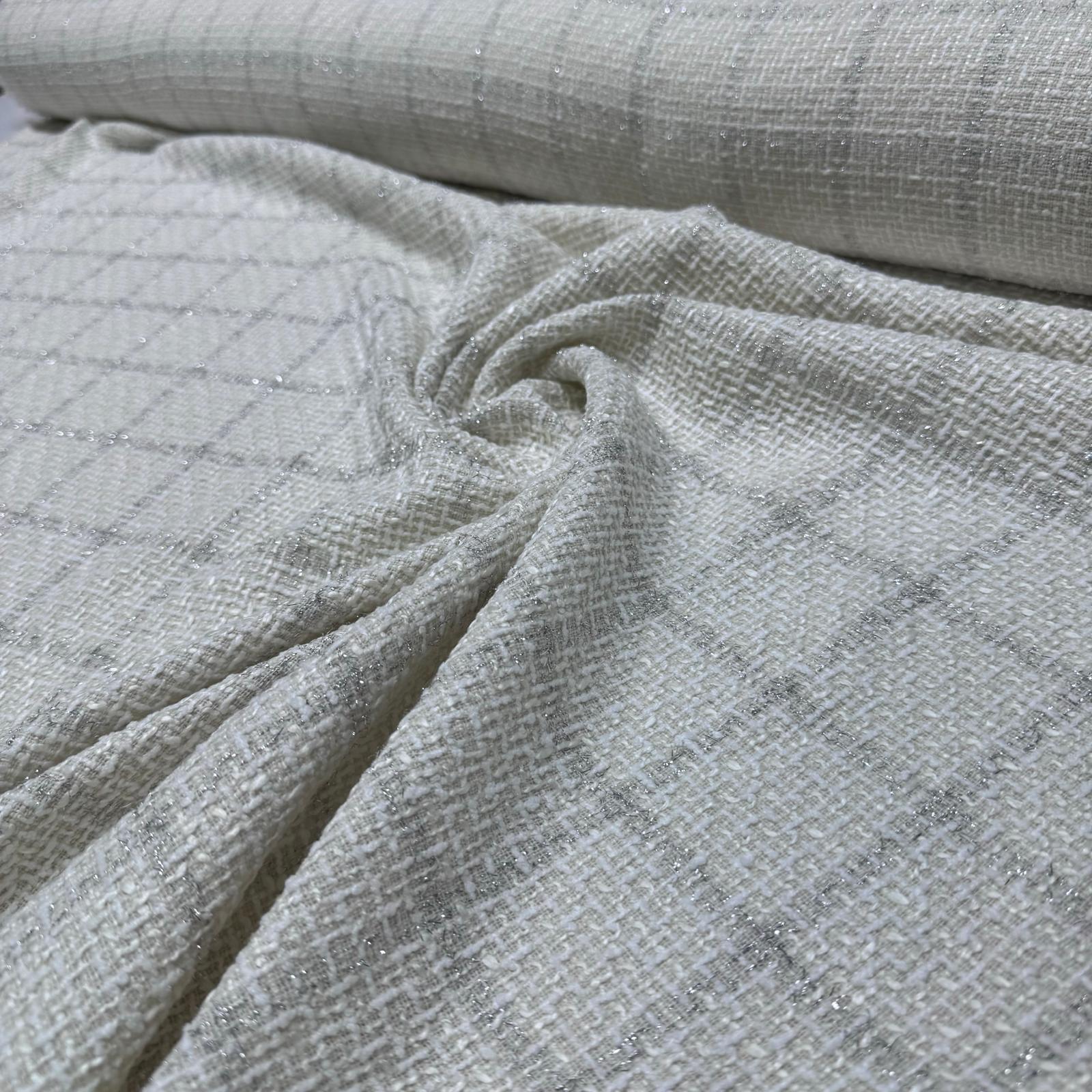 Tüvit Şanel Kumaş Çift En Kareli Simli