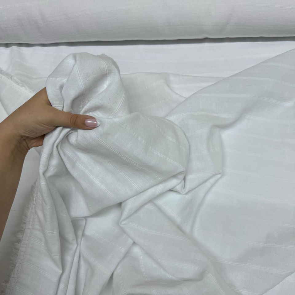 Double Müslin Çift Katlı Kar Beyaz Renk En 150 cm %100 Pamuk