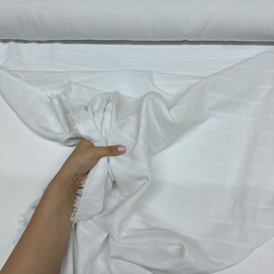 Double Müslin Çift Katlı Kar Beyaz Renk En 150 cm %100 Pamuk