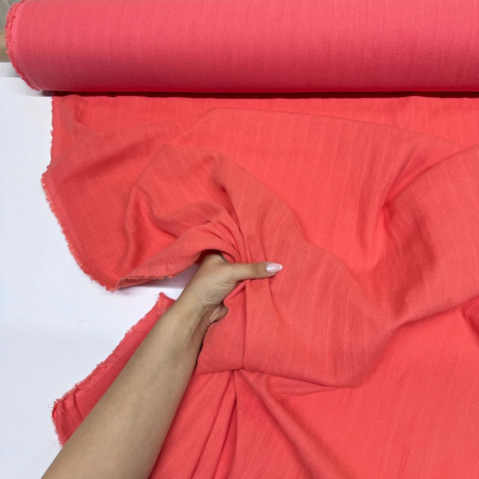 Çift Kat Müslin Kumaş Çift En Organik %100 Pamuk Nar Çiçeği Boyuna Çizgili Desen