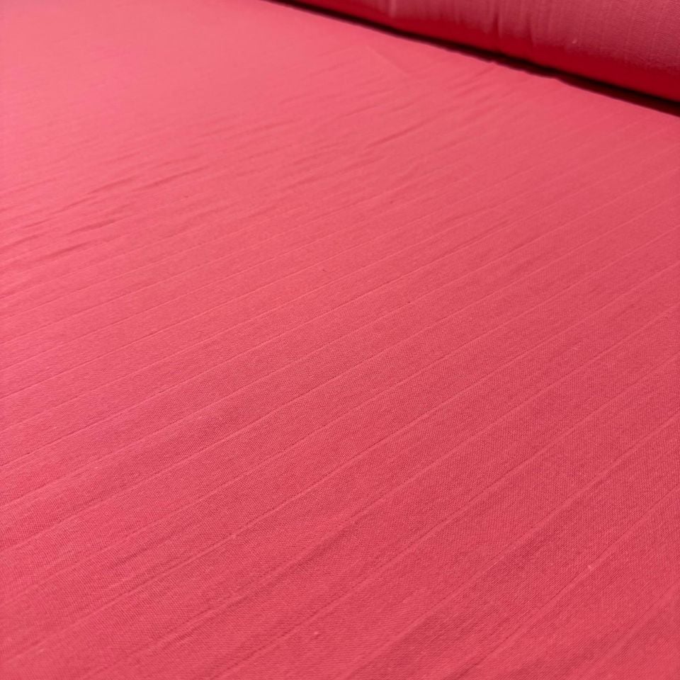 Çift Kat Müslin Kumaş Çift En Organik %100 Pamuk Nar Çiçeği Boyuna Çizgili Desen