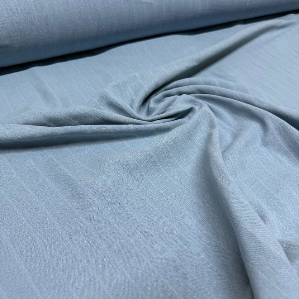 Çift Kat Müslin Kumaş Çift En Organik %100 İndigo Mavi Boyuna Çizgili Desen