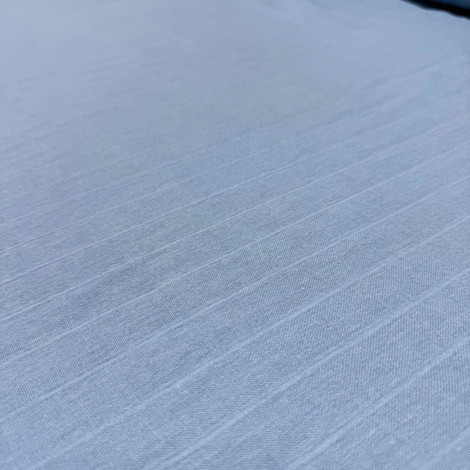 Çift Kat Müslin Kumaş Çift En Organik %100 İndigo Mavi Boyuna Çizgili Desen