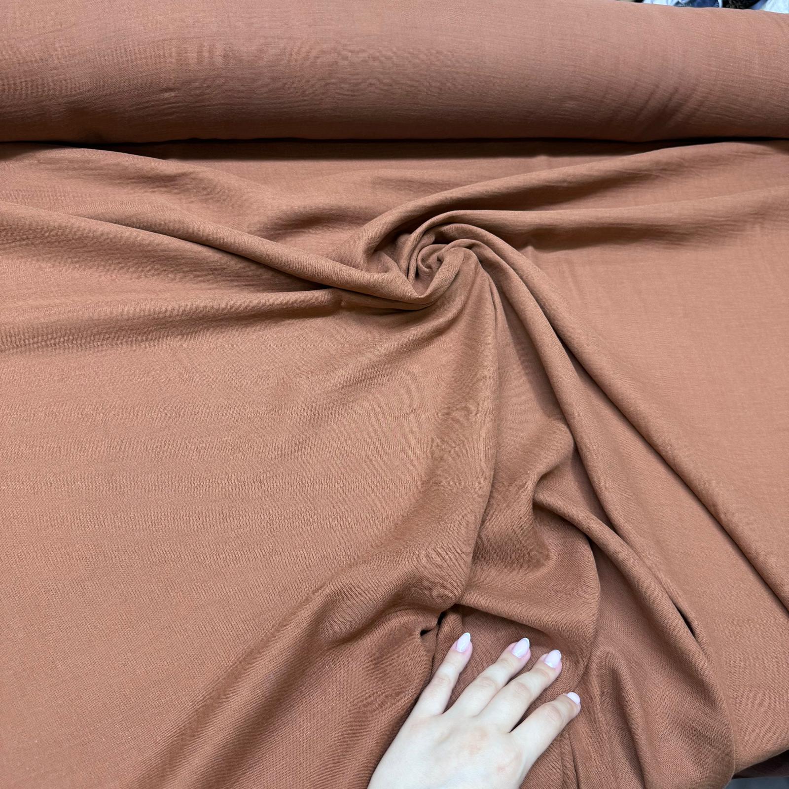 Çift Kat Müslin Kumaş En 150 cm %100 Pamuk Organik Taba Renk