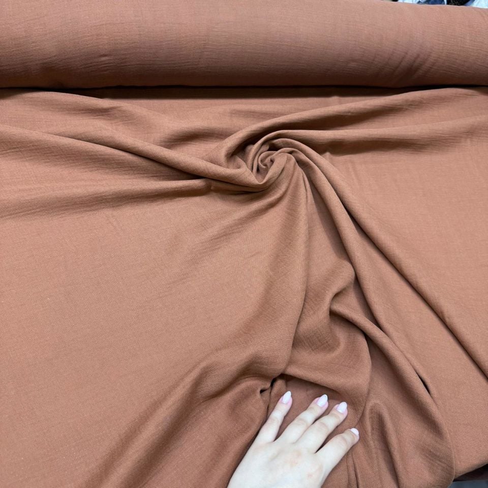 Çift Kat Müslin Kumaş En 150 cm %100 Pamuk Organik Taba Renk