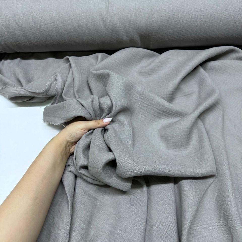 Çift Kat Müslin Kumaş En 150 cm %100 Pamuk Organik Antrasit Renk