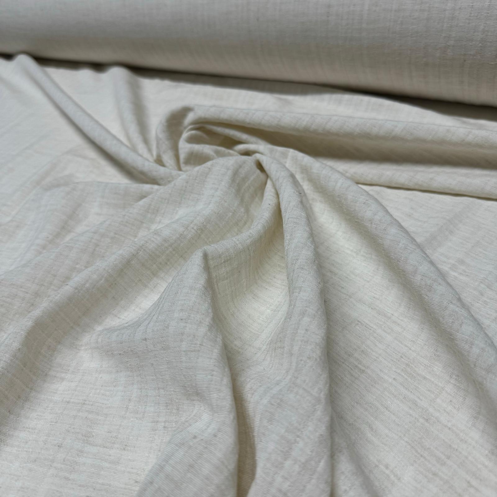 Çift Kat Müslin Kumaş En 150 cm %100 Pamuk Organik Keten Görünümlü Ekru Renk