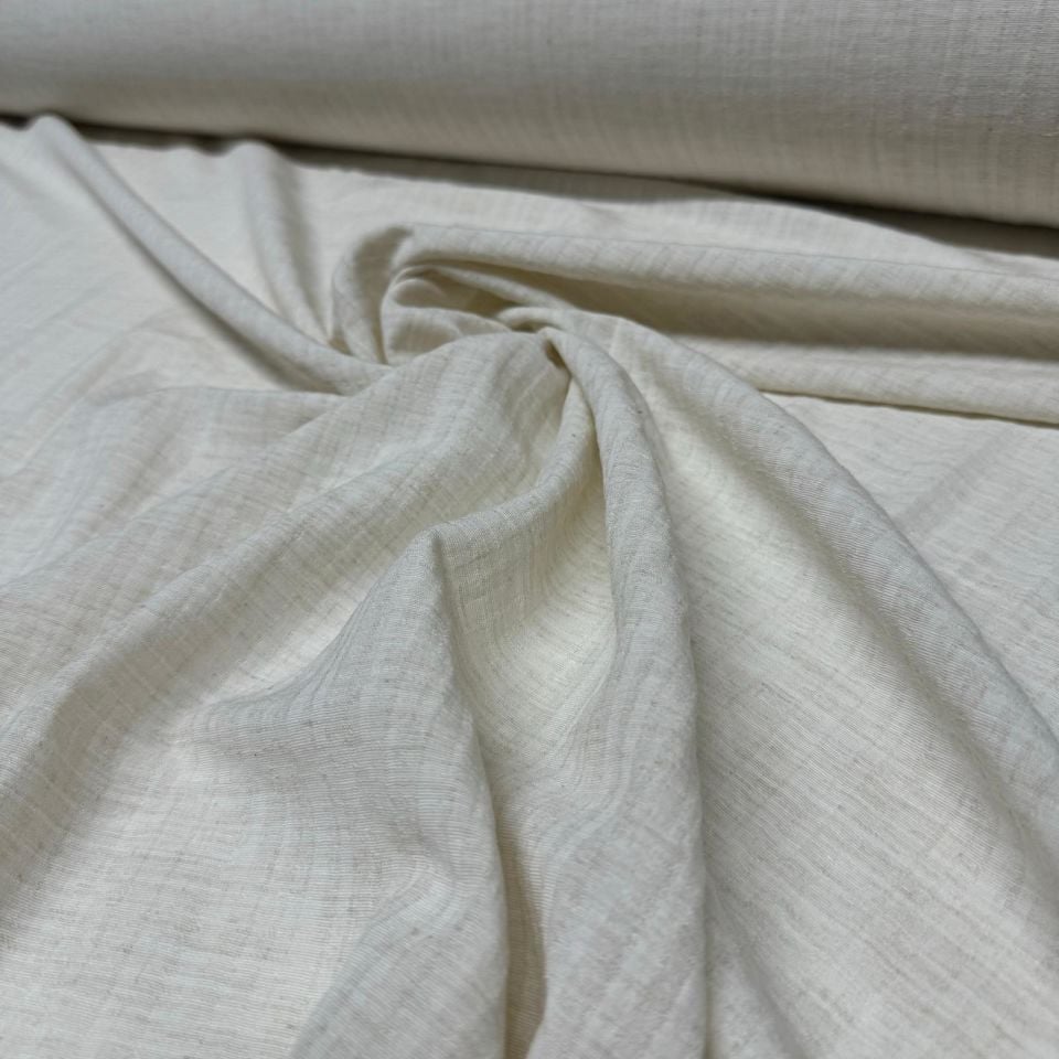 Çift Kat Müslin Kumaş En 150 cm %100 Pamuk Organik Keten Görünümlü Ekru Renk